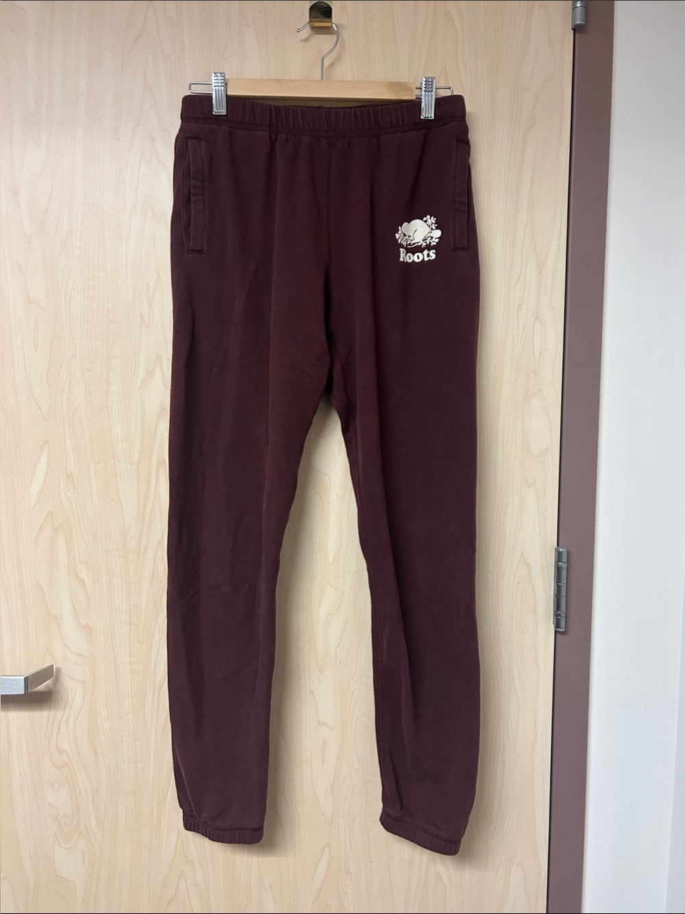 Roots Maroon Women's Jogger Sweatpants with White Logo